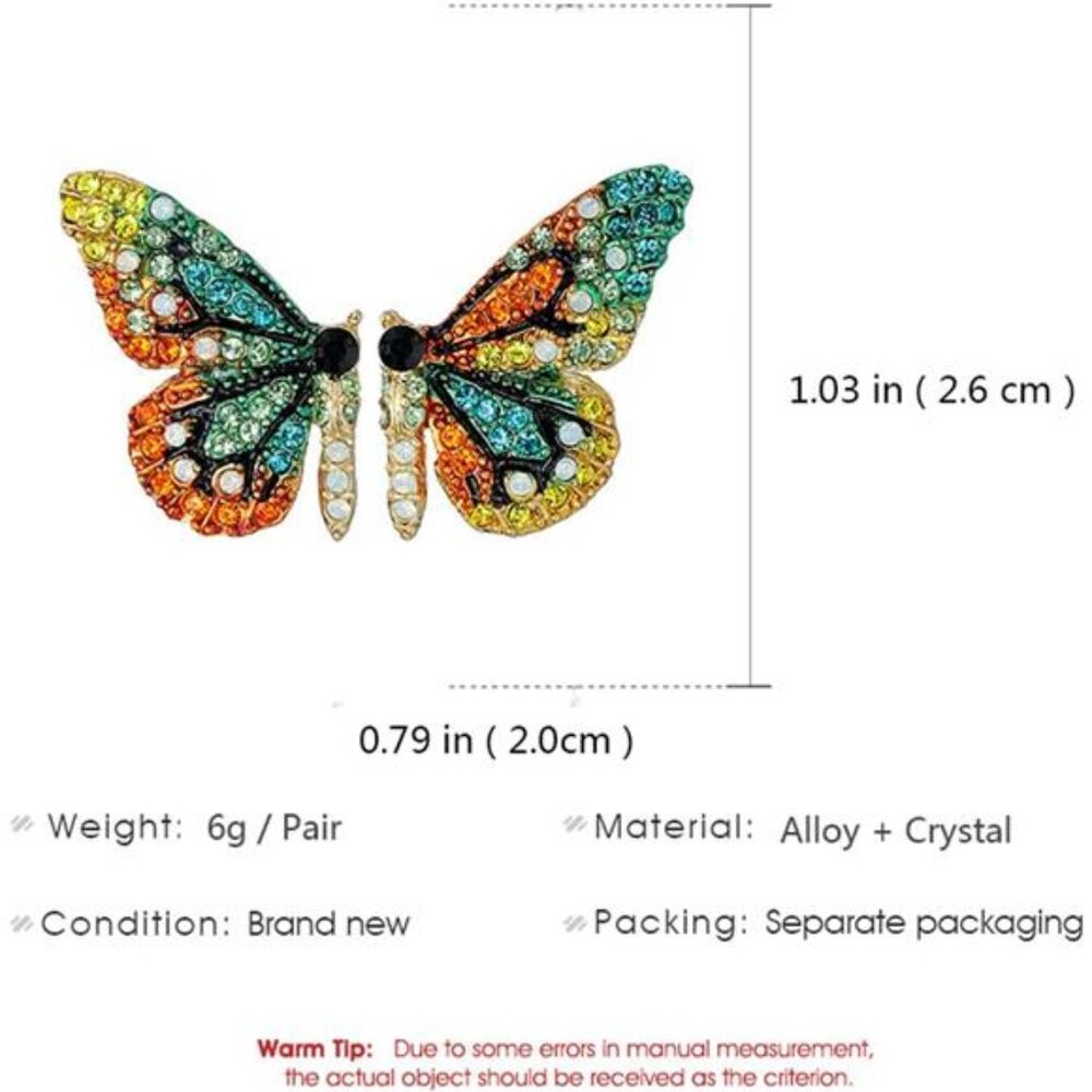 🦋 Flutter-by Rhinestone Earrings in Red - Picture 3 of 4